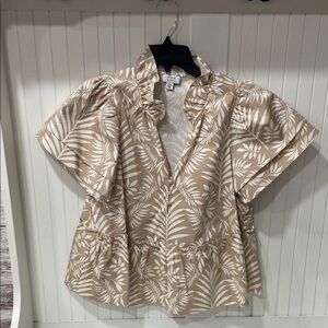 Leaf Print Beige Blouse never worn smoke free home